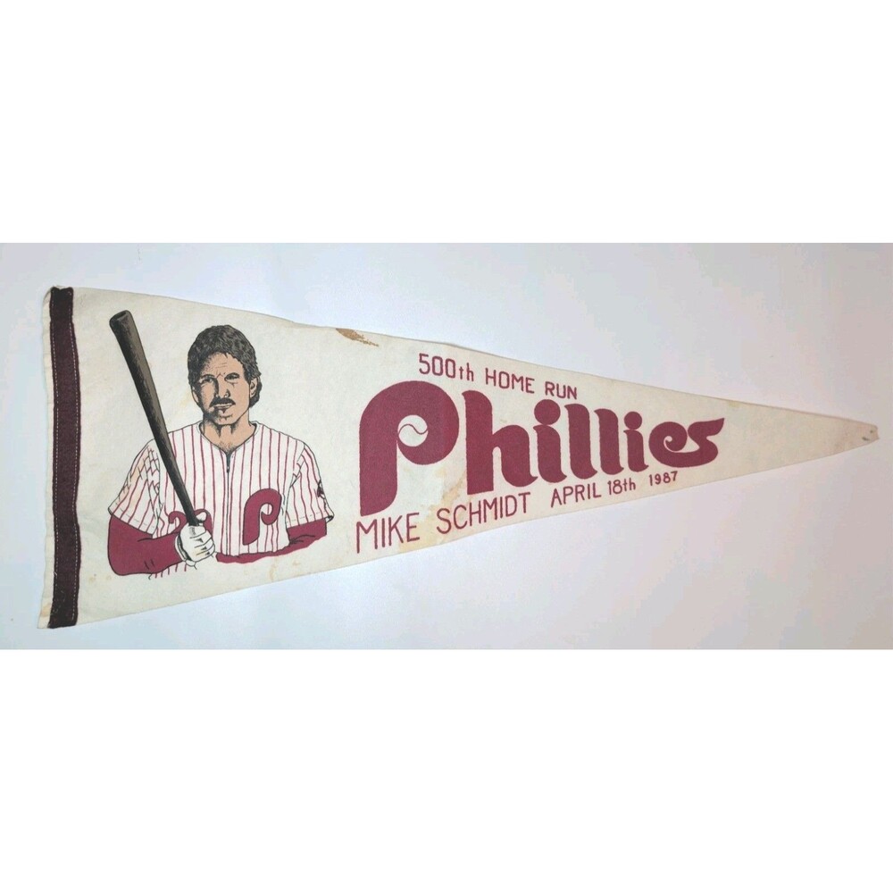 4/18/1987 - Phila PHILLIES - MIKE SCHMIDT -500 Home Runs -12x30-Original PENNANT